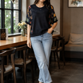 Women’s Casual Printed Sleeve Knit Top