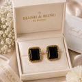 Golden Frame Gemstone Earrings