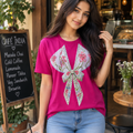 floral bow pearl statement top
