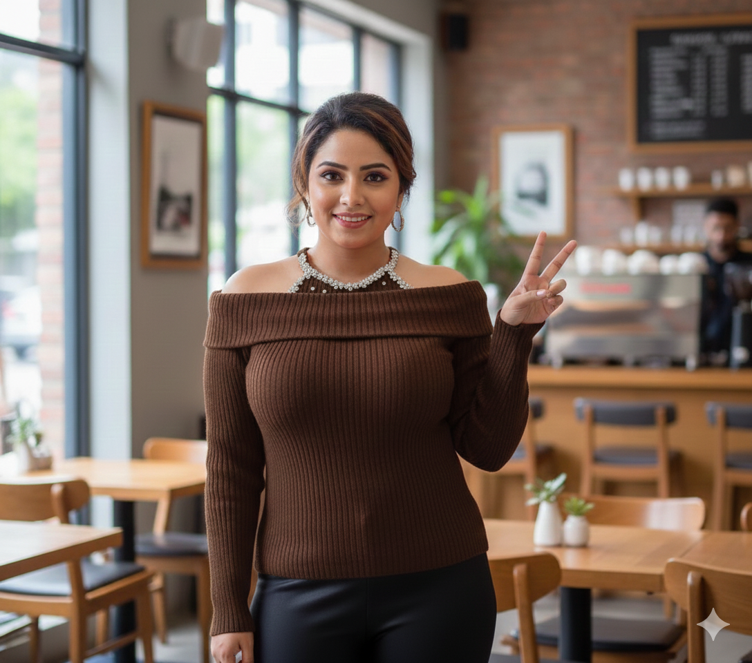 Cozy Chic Ribbed Off-Shoulder Winter Top