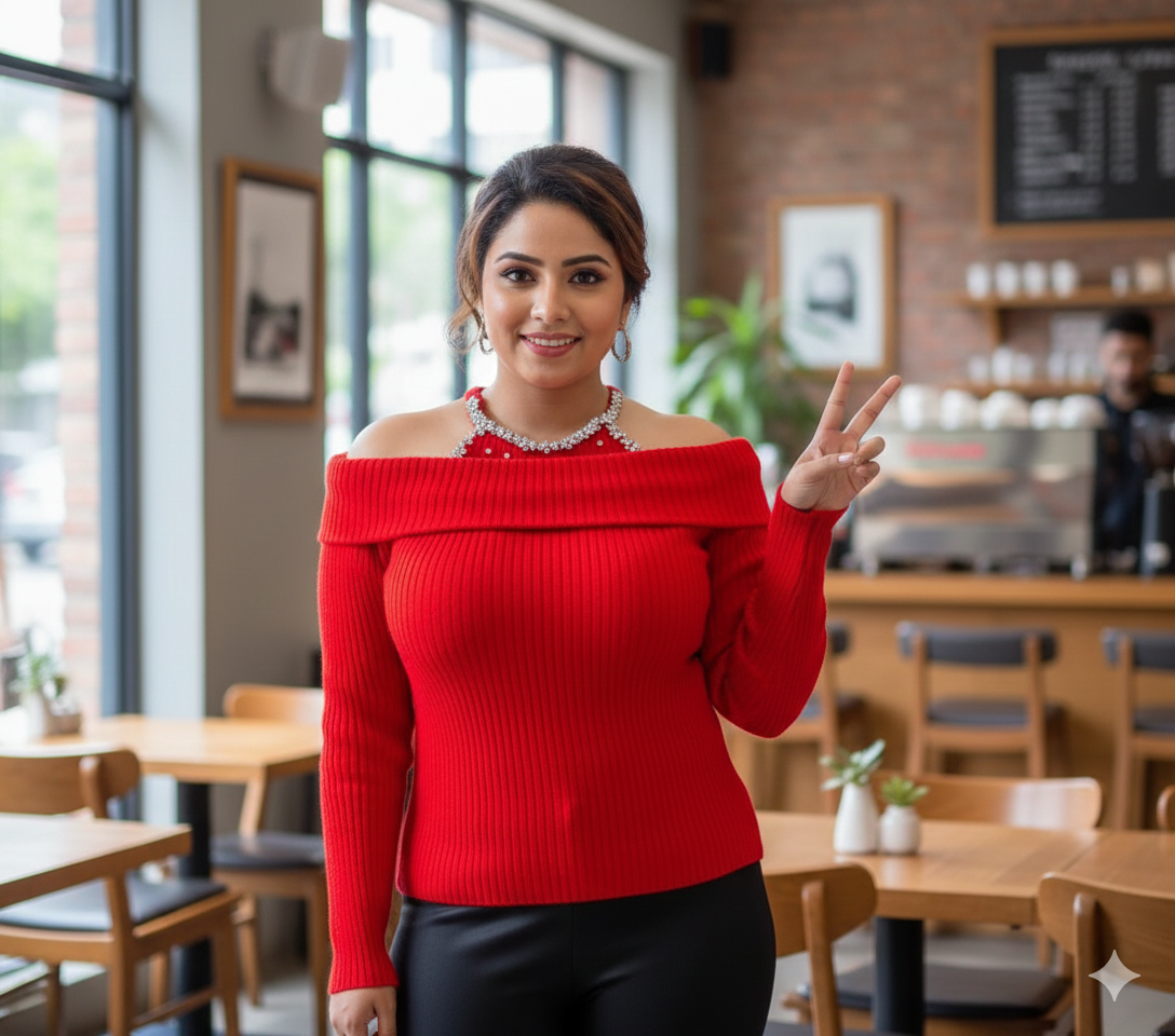Cozy Chic Ribbed Off-Shoulder Winter Top