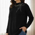 Crystal Bow Cozy long sweater Top