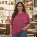 Embellished Graphic Detail over size top