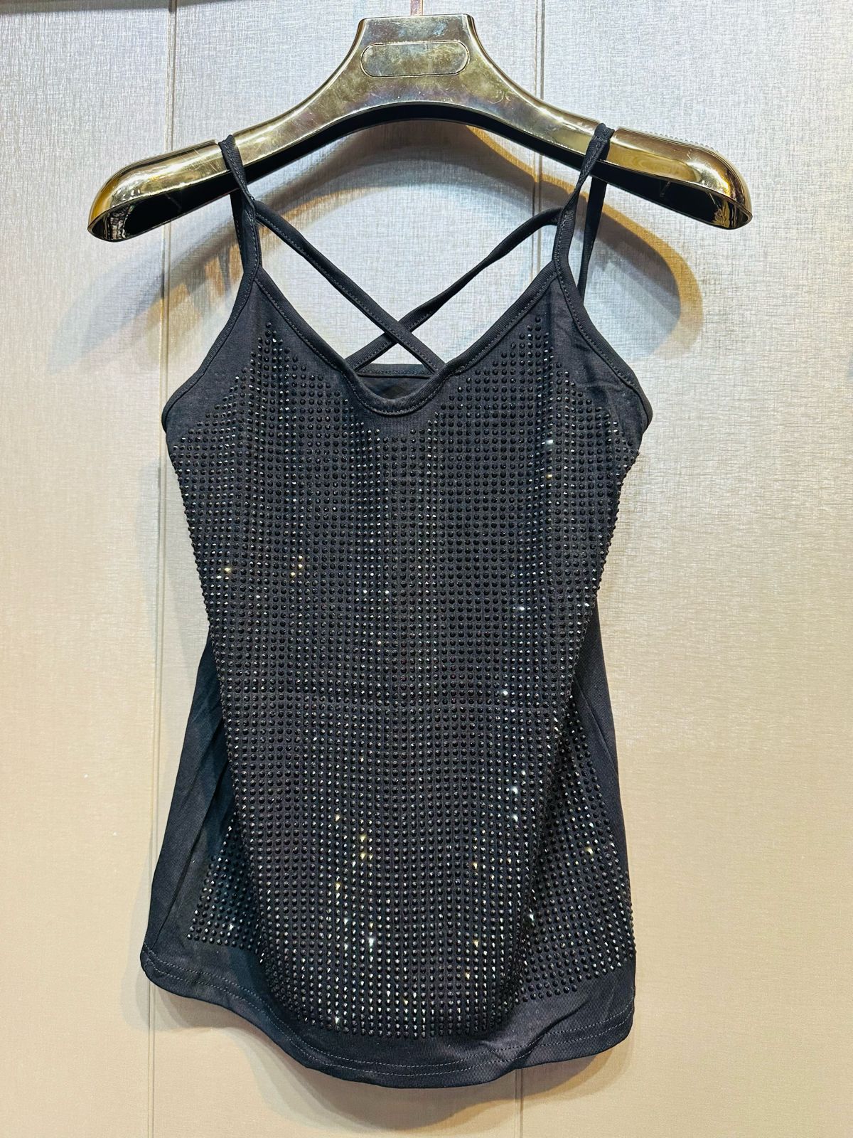 Rhinestone Encrusted Long Bustier with Criss-Cross Straps White/Silver/Black