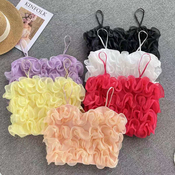 Cute speggite ruffle crop top