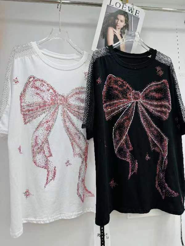 Premium cotton bow rhinestone top