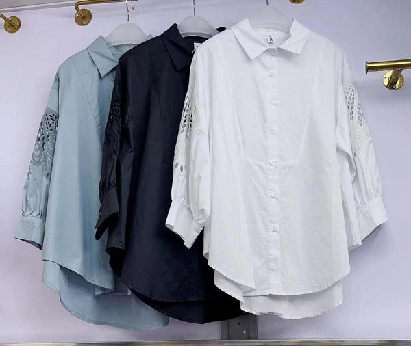 Premium cotton cut work sleeves shirt