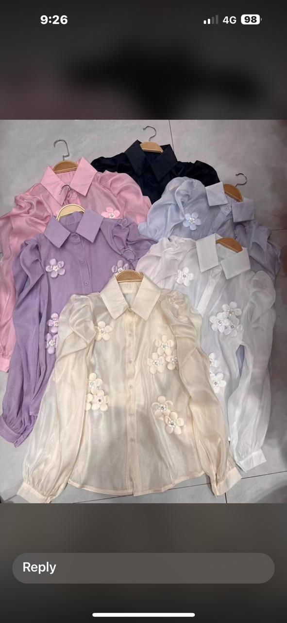 Organza 3D flower shirt inner not included