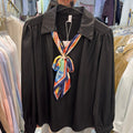 "Elegant shirt with a stylish silk scarf accent – perfect for a chic and sophisticated look"
