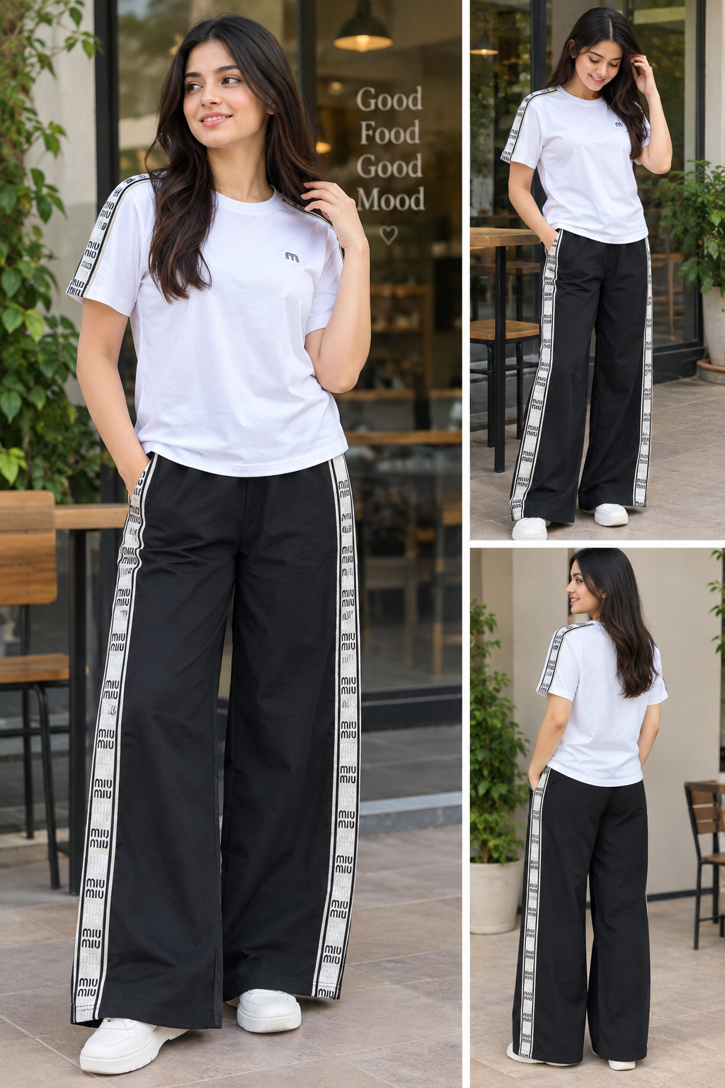 Women’s Black Contrast Tape Athleisure Co-Ord Set