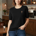 "Embellished Rose Detail and Rhinestone Crew Neck top"