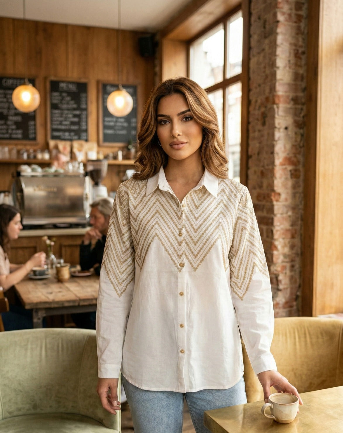 Rustic Earth-Tone Chevron Shirt