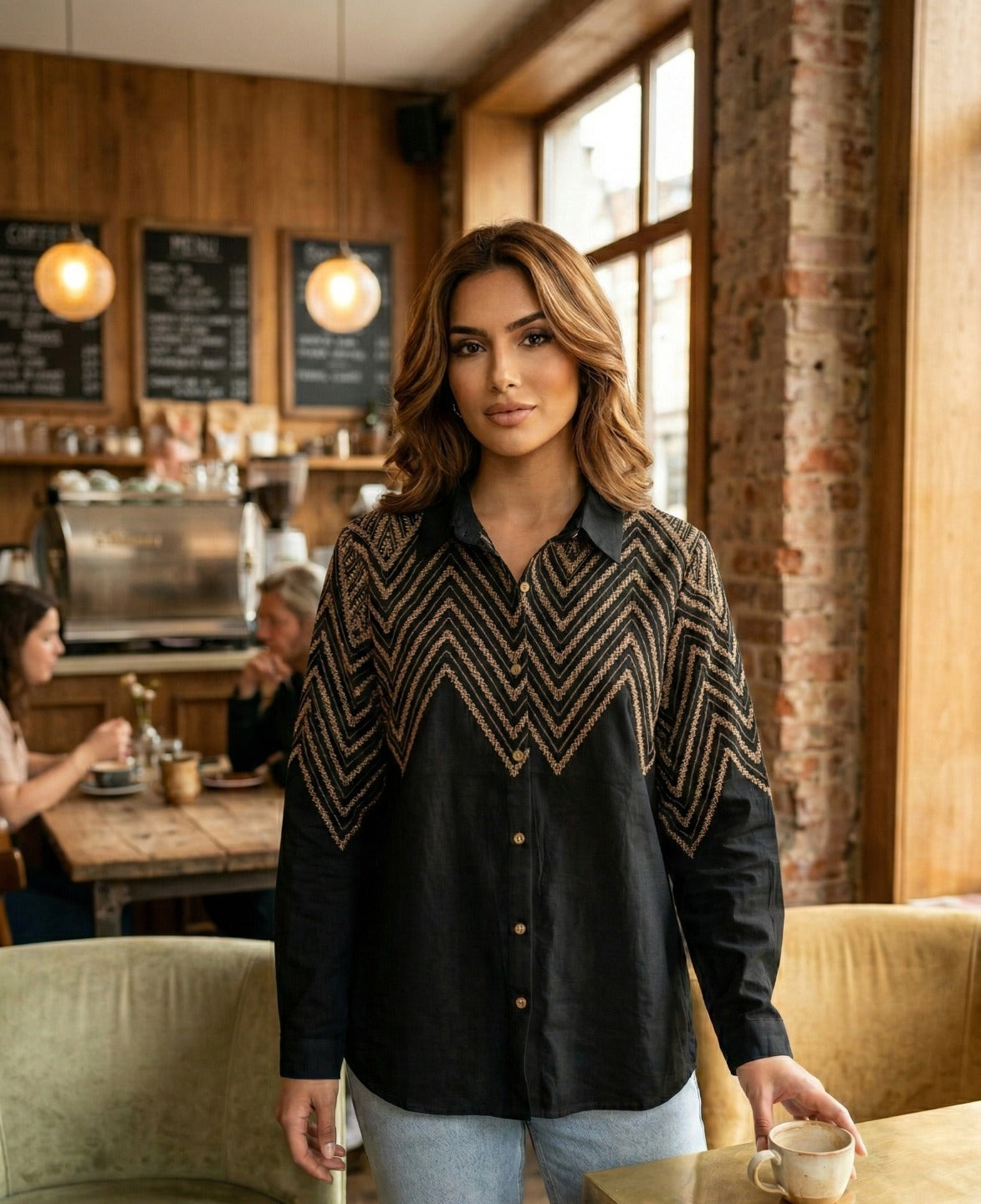 Rustic Earth-Tone Chevron Shirt