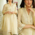 V-Neck Organza Set with Reflective Embellishments