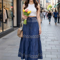 Zig-zag geometric embroidery skirt