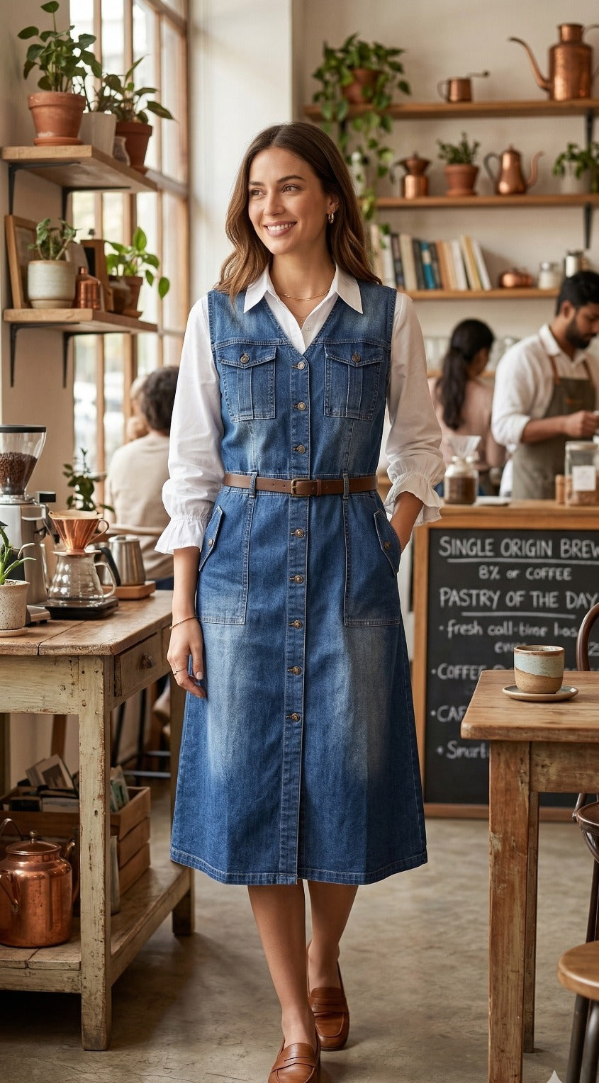 Gallery white Shift & denim Dress