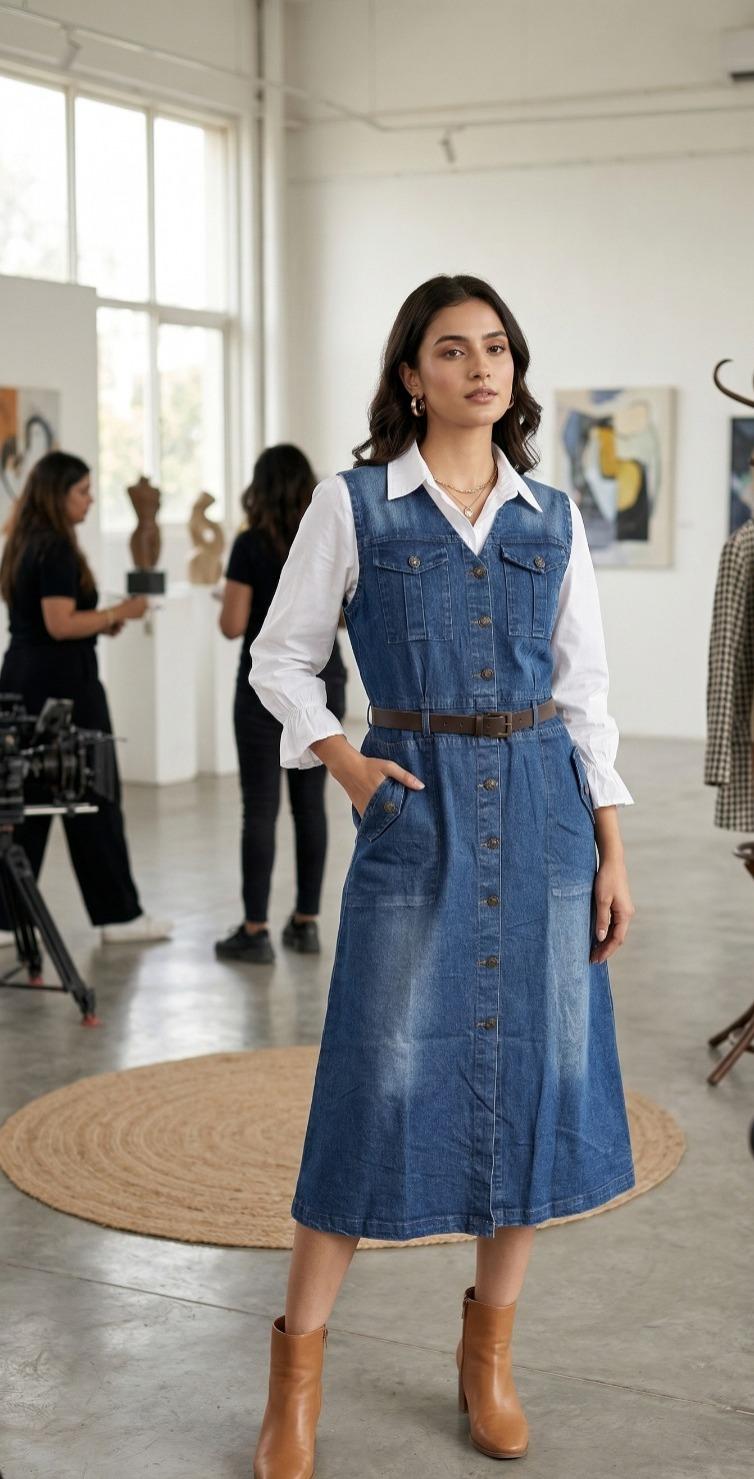 Gallery white Shift & denim Dress