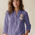 Flora Line-Art Embroidered  oversize top