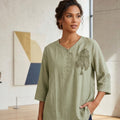 Artisan Embroidered Slub-Cotton oversize top