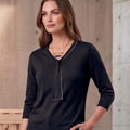 V-Neck Knit with Crystal-Trim Tie Detail top