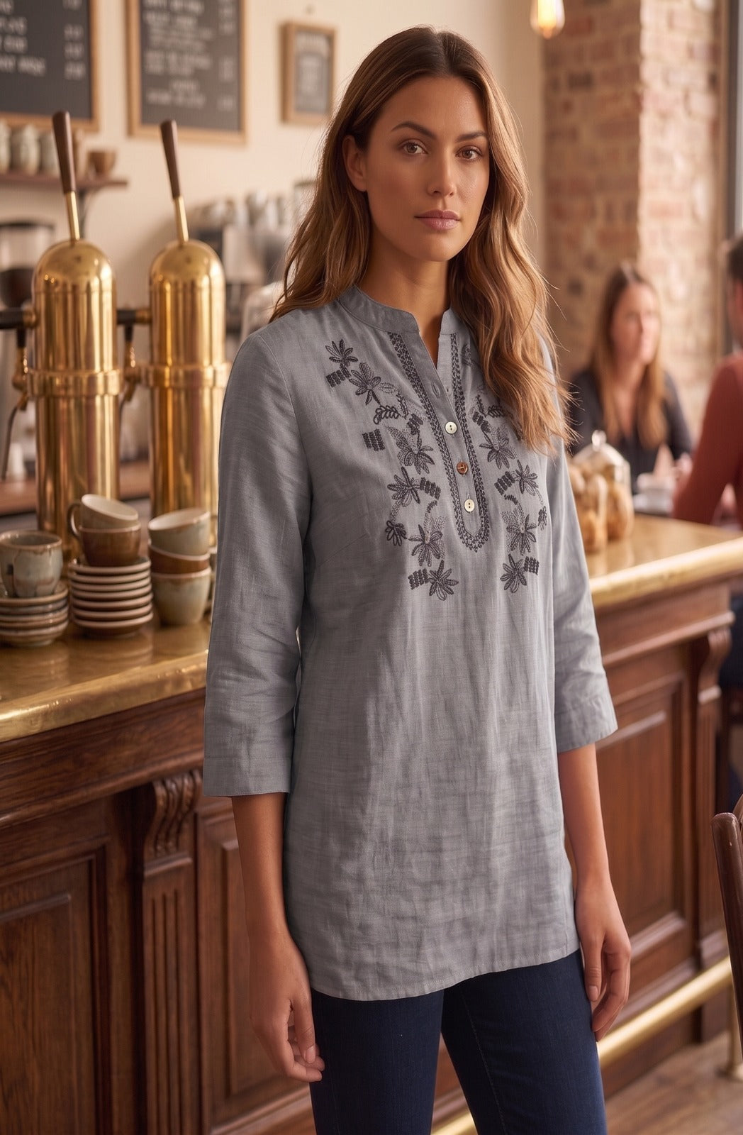 Embroidered over size top