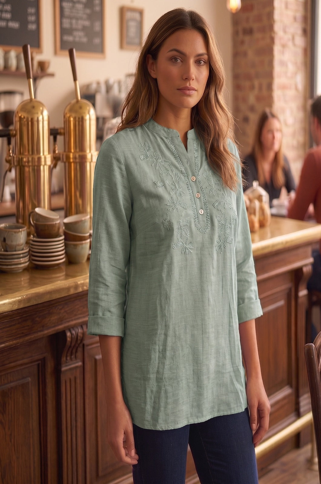 Embroidered over size top