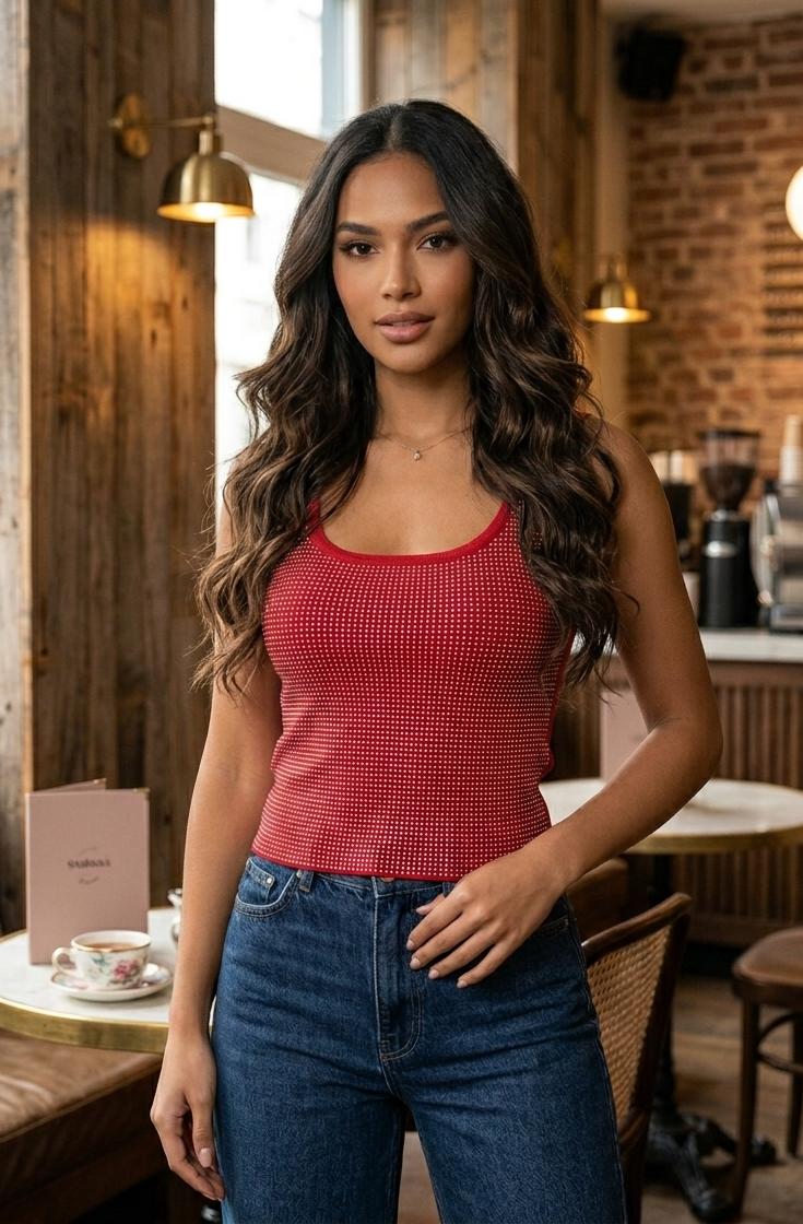 Rhinestone Detail Sleeveless Ribbed bustier