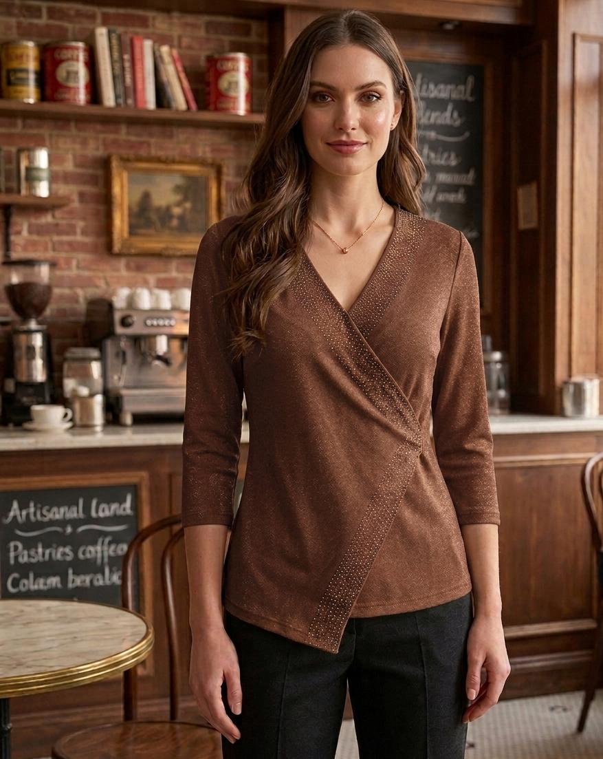 Sparkle V-Neck Asymmetric top