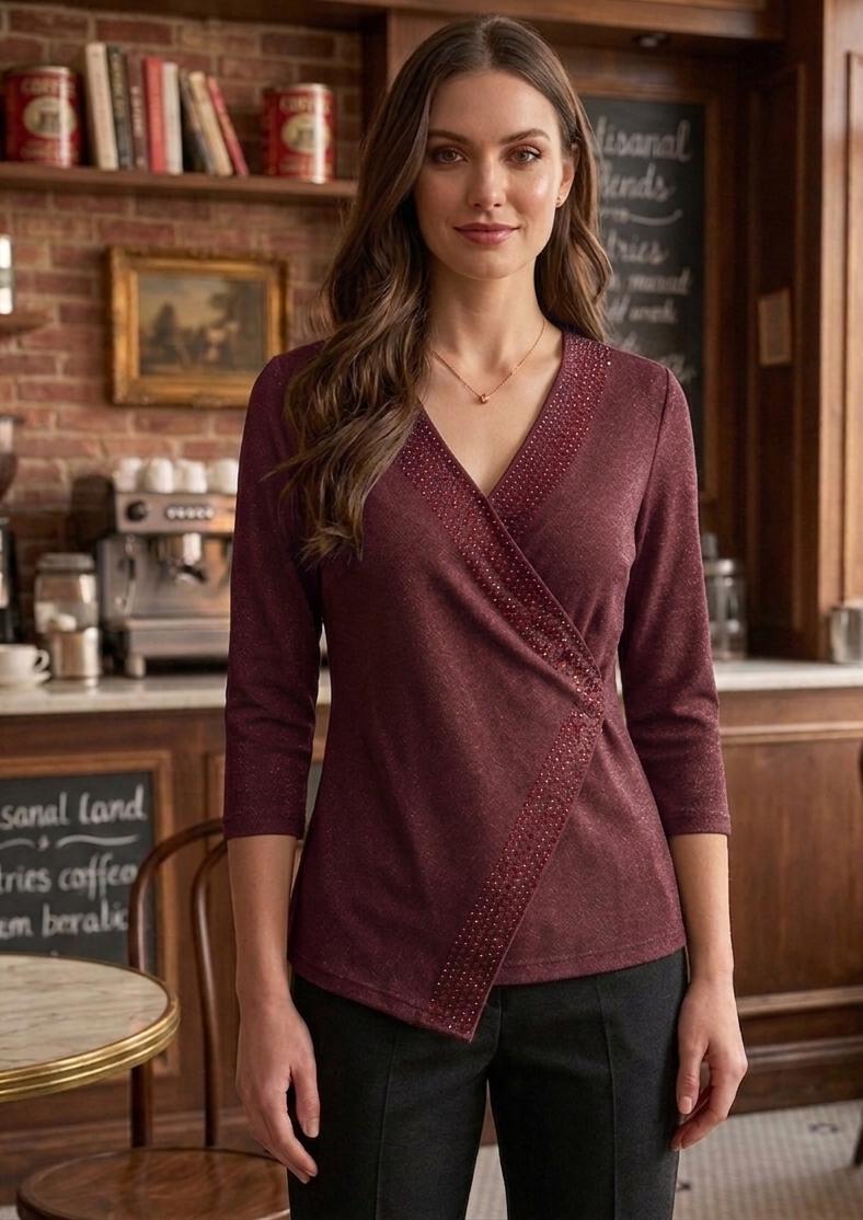 Sparkle V-Neck Asymmetric top