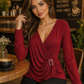 Sparkle Knit V-Neck Shimmer Top