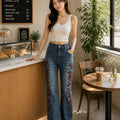 Flora Embroidered High-Rise Denims