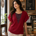 Celestial V-Neck Flutter-Sleeve Top