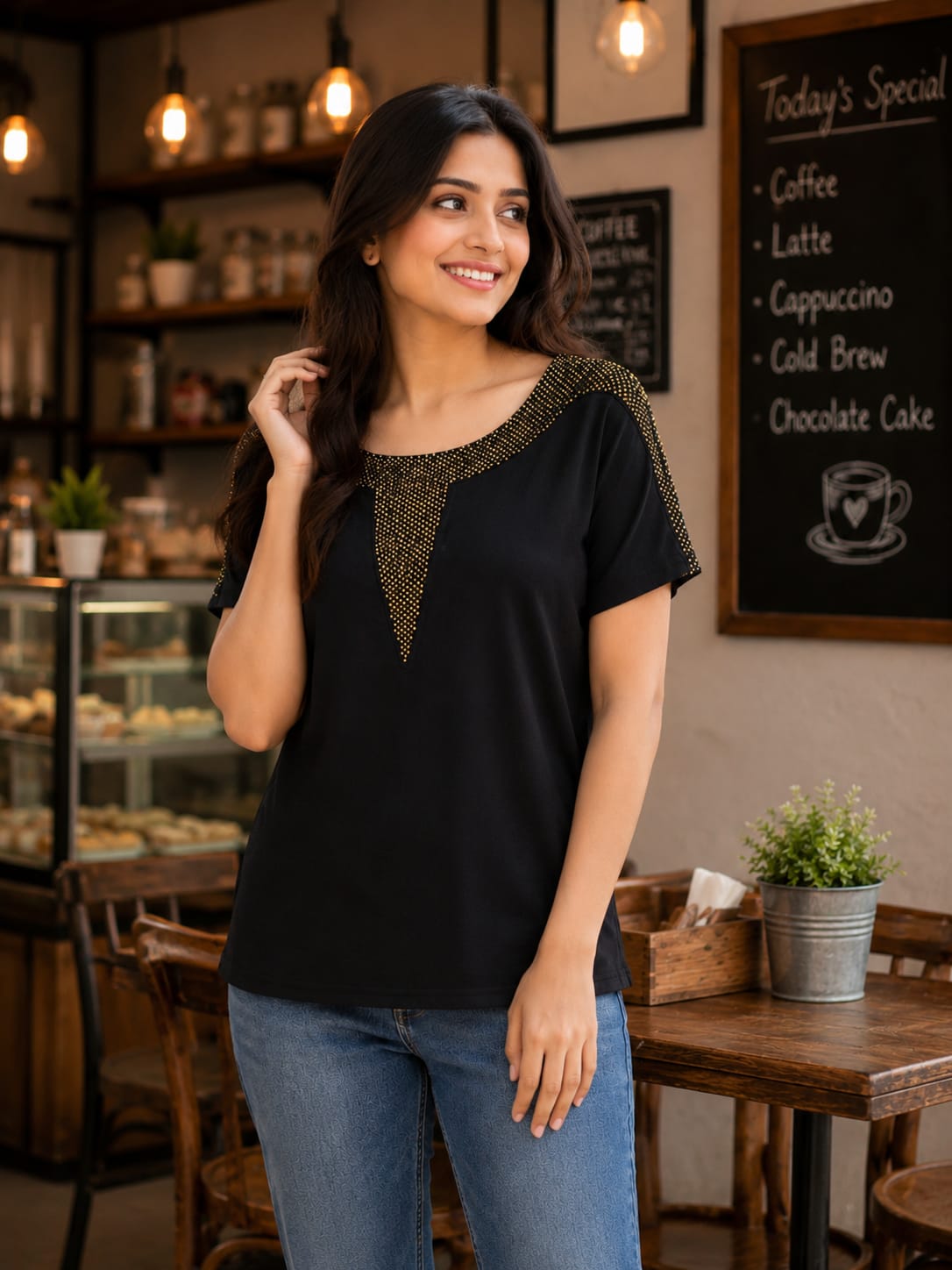 The Stella Embellished V-Panel Top