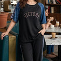 Rhinestone "Victory" Embellished Raglan Cord Set