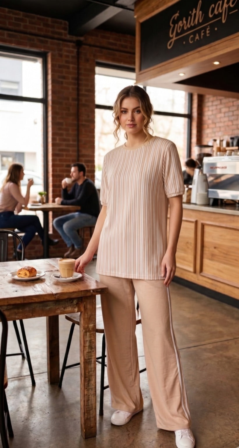 Downtown Striped Wide-Leg Cord Set
