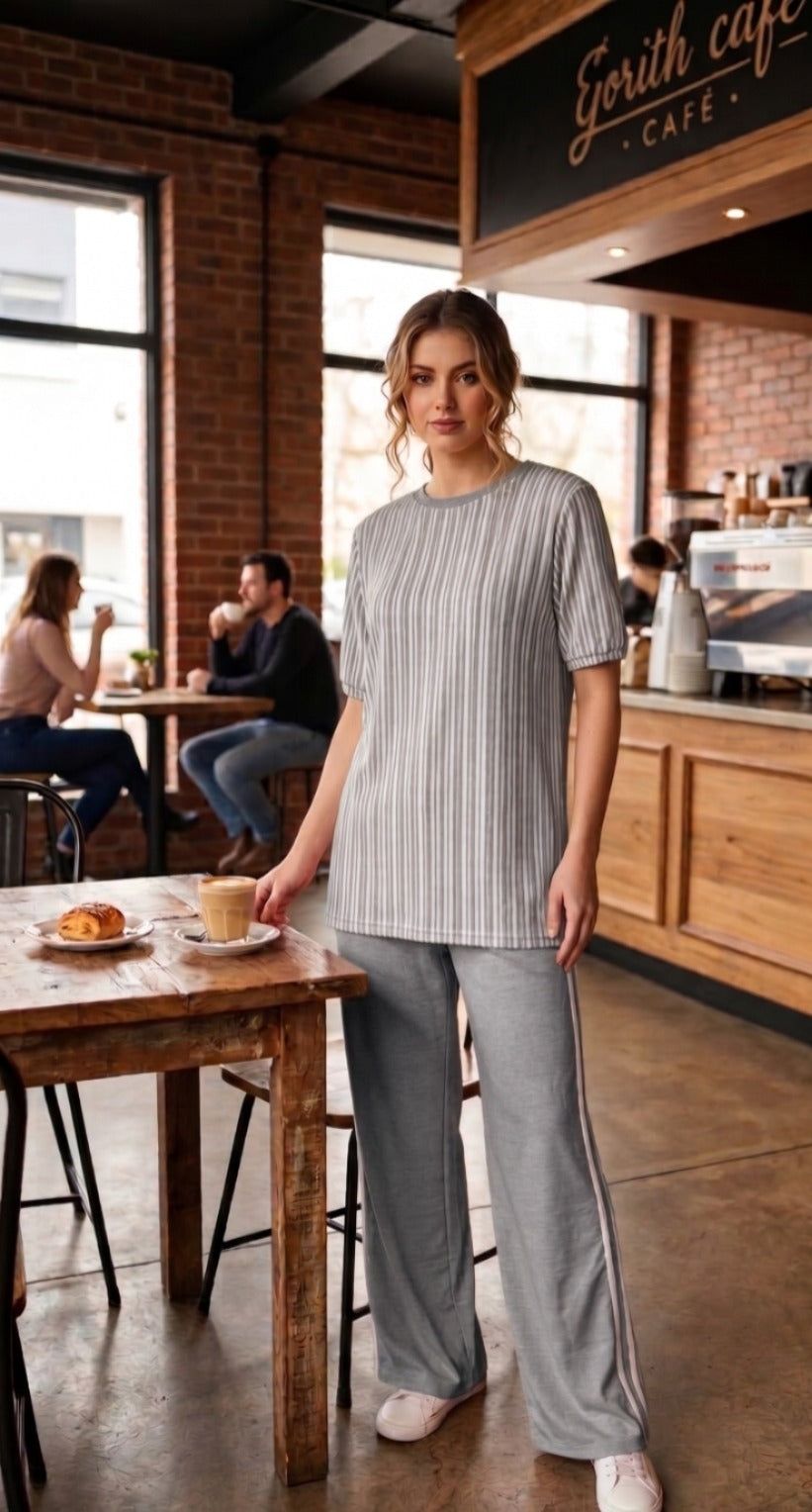Downtown Striped Wide-Leg Cord Set