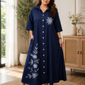 Floral Embroiderd A-Line Maxi Dress