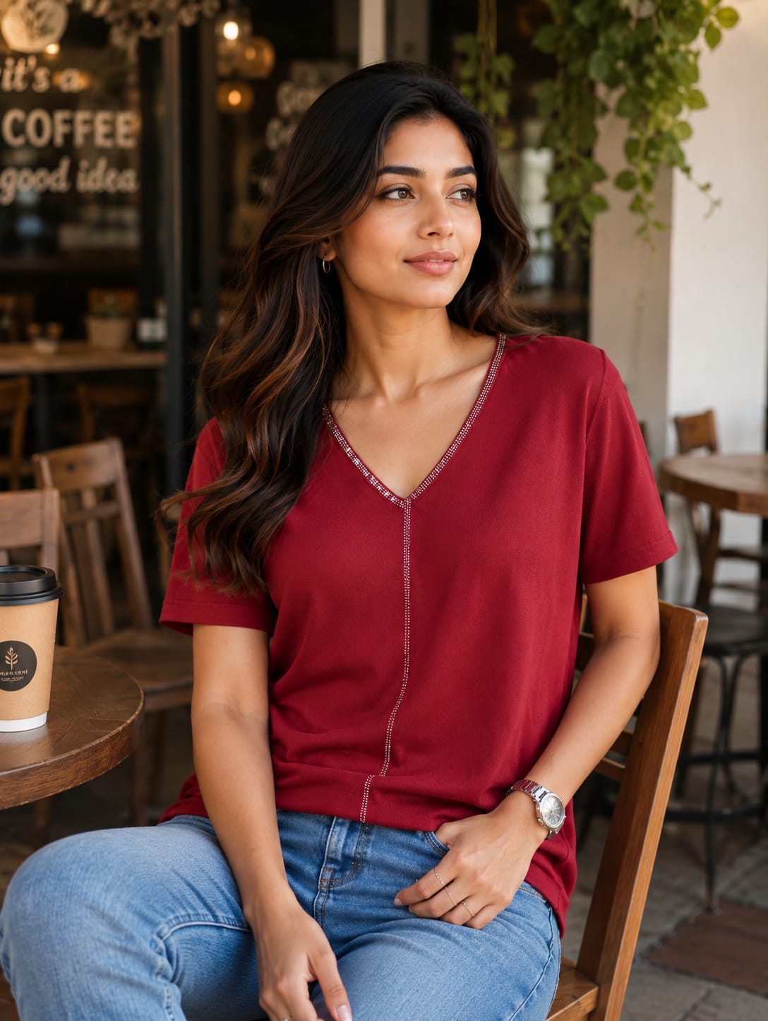 Premium V-Neck Short Sleeve Casual Top