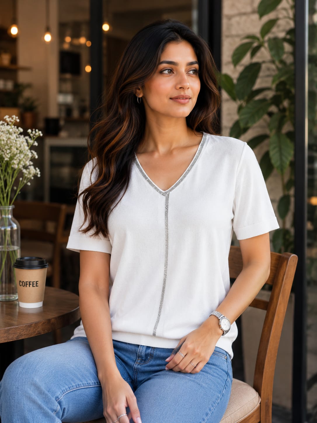 Premium V-Neck Short Sleeve Casual Top