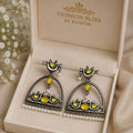 Oxidised Floral & Swan Arch Earrings