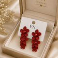 Flower Earrings with Center Pearl Detail