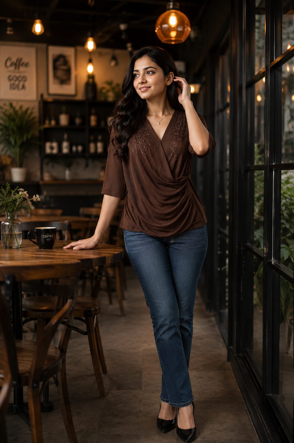 Elegant Sequin Shimmer V-Neck Top