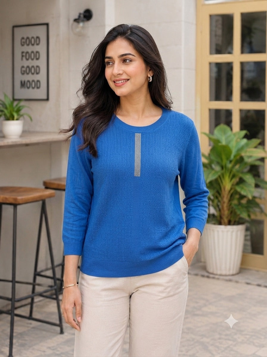 Luxe Accent Round-Neck Top