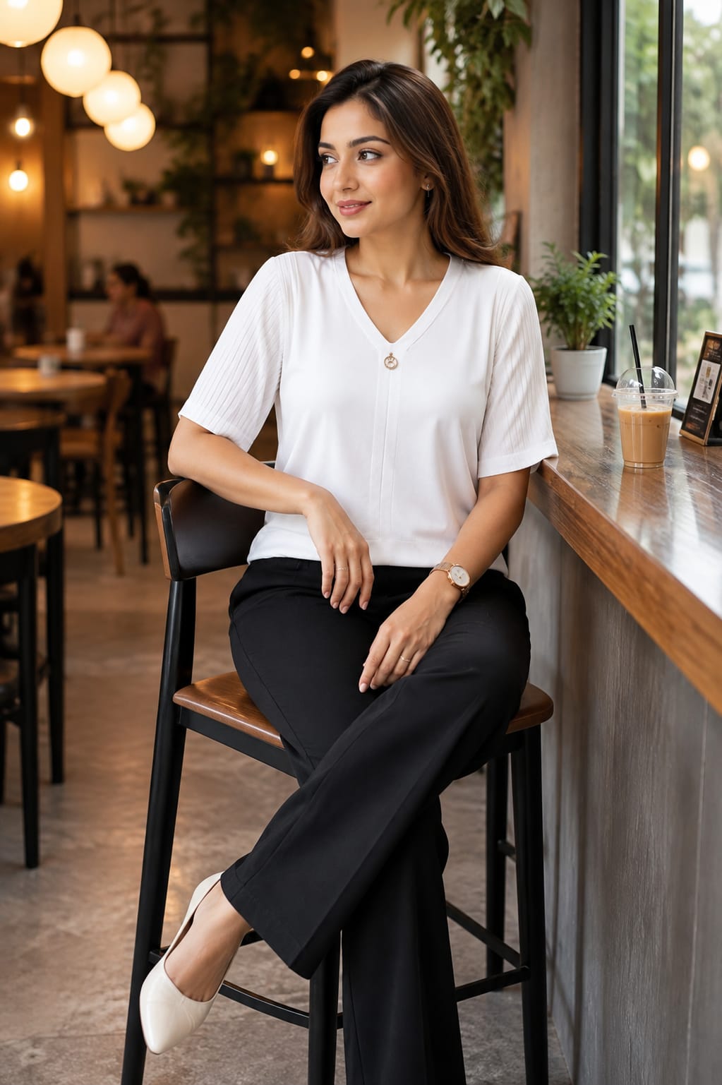 Smart Casual Short Sleeve V-Neck Knit Top 