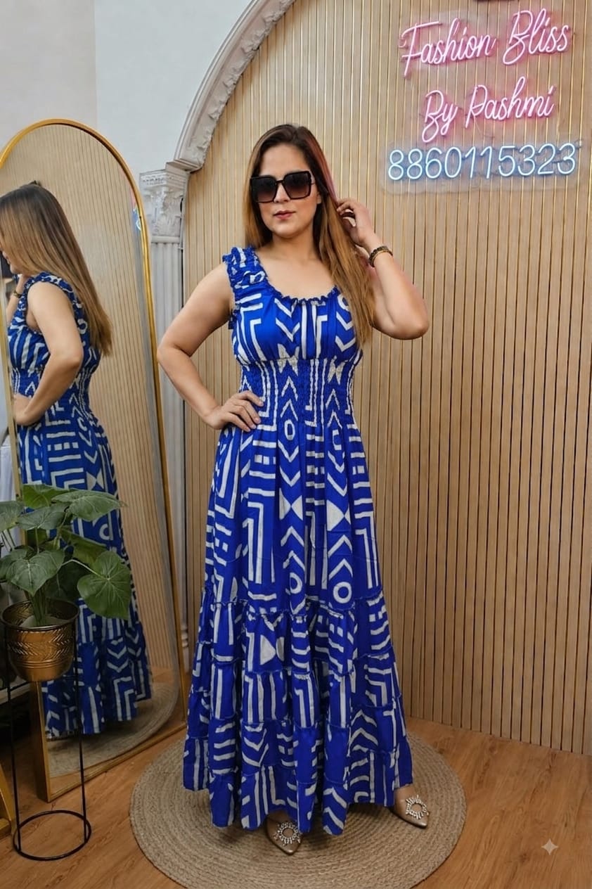 Paisley Print Ruffle Gown 👗