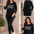Women's Metallic Shimmer 'VLTN' Graphic Print Top
