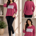 Women's Metallic Shimmer 'VLTN' Graphic Print Top