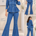 💙 Denim Flared Peplum Cord Set