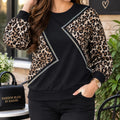 Rhinestone Trim Zebra Print Sweatshirt Top