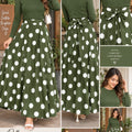 Women’s Solid Top & Polka Dot Flared Maxi Skirt Co-Ord Set
